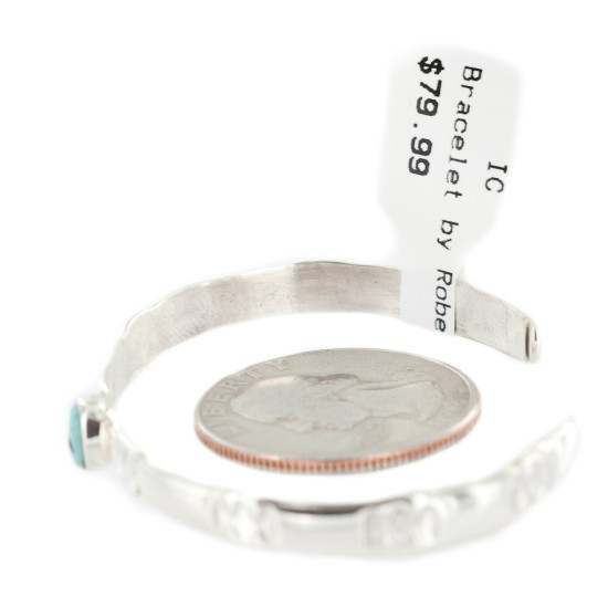 Handmade Certified Authentic Navajo .925 Sterling Silver Natural Turquoise Baby Native American Bracelet 13012-2