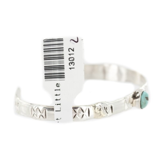 Handmade Certified Authentic Navajo .925 Sterling Silver Natural Turquoise Baby Native American Bracelet 13012-2