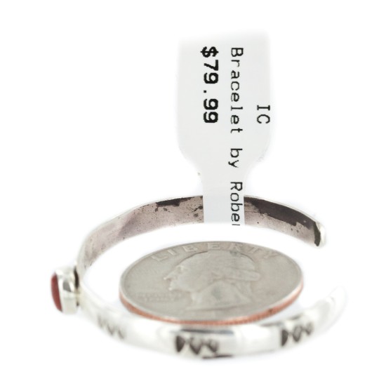 Handmade Certified Authentic Navajo .925 Sterling Silver Coral Baby Native American Bracelet 13013