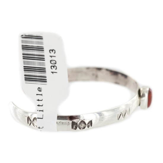 Handmade Certified Authentic Navajo .925 Sterling Silver Coral Baby Native American Bracelet 13013