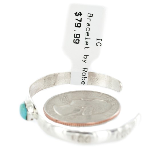Handmade Certified Authentic Navajo .925 Sterling Silver Natural Turquoise Baby Native American Bracelet 13012-1