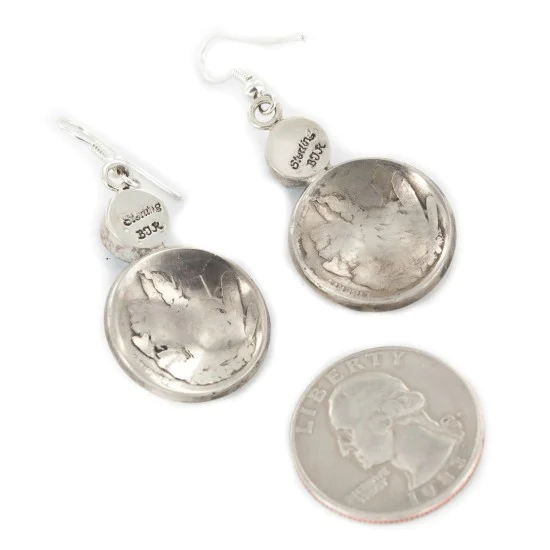 Vintage Style OLD Buffalo Nickel Coin Navajo .925 Sterling Silver Natural Turquoise Dangle Earrings 18144 Vintage Style OLD Buffalo Nickel Coin Navajo .925 Sterling Silver Natural Turquoise Dangle Earrings 18144