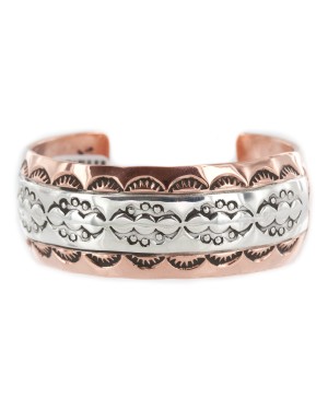 Bearpaw Navajo .925 Sterling Silver Handmade Certified Authentic Pure Copper Native American Bracelet  13017