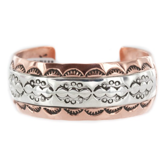 Bearpaw Navajo .925 Sterling Silver Handmade Certified Authentic Pure Copper Native American Bracelet  13017