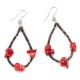 Certified Authentic .925 Sterling Silver Hooks Dangle Natural Heishi Coral Hoop Native American Earrings 18140