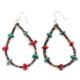 Certified Authentic Dangle .925 Sterling Silver Hooks Natural Turquoise Heishi Coral Hoop Native American Dangle Earrings 18013-30