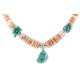 Certified Authentic Navajo .925 Sterling Silver Natural Turquoise Graduated Spiny Oyster Native American Necklace 17066
