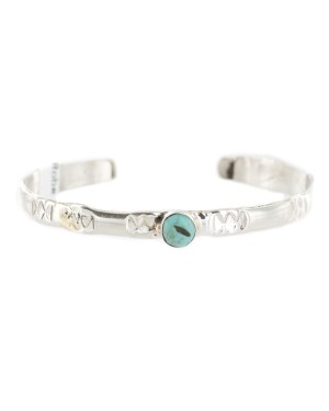 Handmade Certified Authentic Navajo .925 Sterling Silver Natural Turquoise Baby Native American Bracelet 13012-2