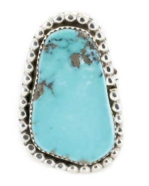 Handmade Navajo .925 Sterling Silver Certified Authentic Natural Turquoise Native American Ring 17064