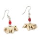 Horse Certified Authentic Navajo .925 Sterling Silver Hooks Bone and Coral Dangle Native American Earrings  18146-2
