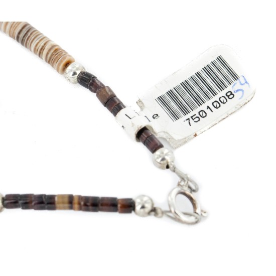 Certified Authentic .925 Sterling Silver Navajo Natural Amethyst and Graduated Heishi Native American Necklace 7501008-54
