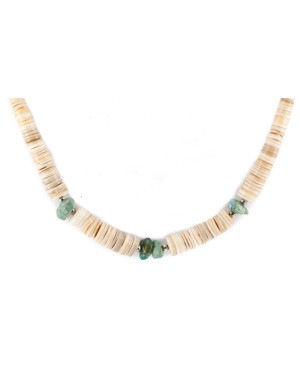 Certified Authentic Navajo .925 Sterling Silver Natural Graduated Melon Shell and Turquoise Native American Necklace 18161-30 Certified Authentic Navajo .925 Sterling Silver Natural Graduated Melon Shell and Turquoise Native American Necklace 18161-30