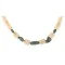 .925 Sterling Silver Navajo Natural Turquoise Graduated Melon Shell Native American Necklace 17086
