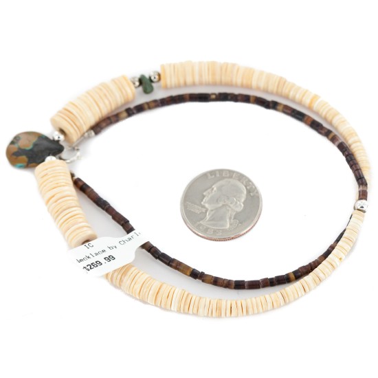Certified Authentic Navajo .925 Sterling Silver Natural Graduated Melon Shell Turquoise Native American Necklace 17084-30