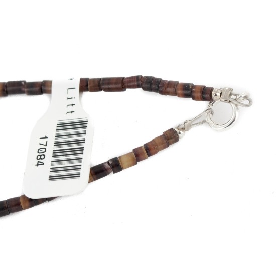 Certified Authentic Navajo .925 Sterling Silver Natural Graduated Melon Shell Turquoise Native American Necklace 17084-30