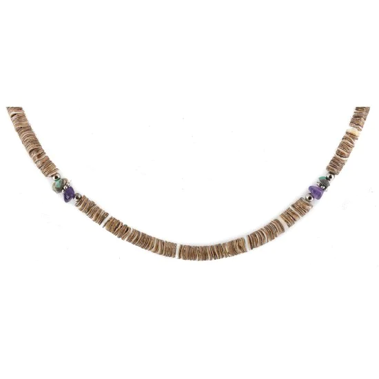 .925 Sterling Silver Navajo Natural Turquoise Graduated Heishi Amethyst Native American Necklace 25231-2 .925 Sterling Silver Navajo Natural Turquoise Graduated Heishi Amethyst Native American Necklace 25231-2