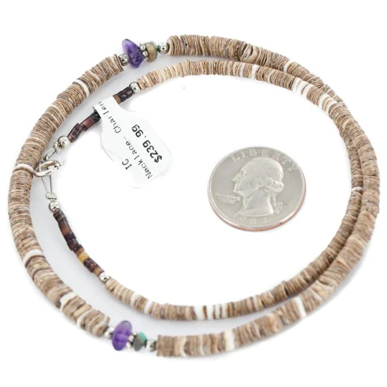 .925 Sterling Silver Navajo Natural Turquoise Graduated Heishi Amethyst Native American Necklace 25231-2 .925 Sterling Silver Navajo Natural Turquoise Graduated Heishi Amethyst Native American Necklace 25231-2