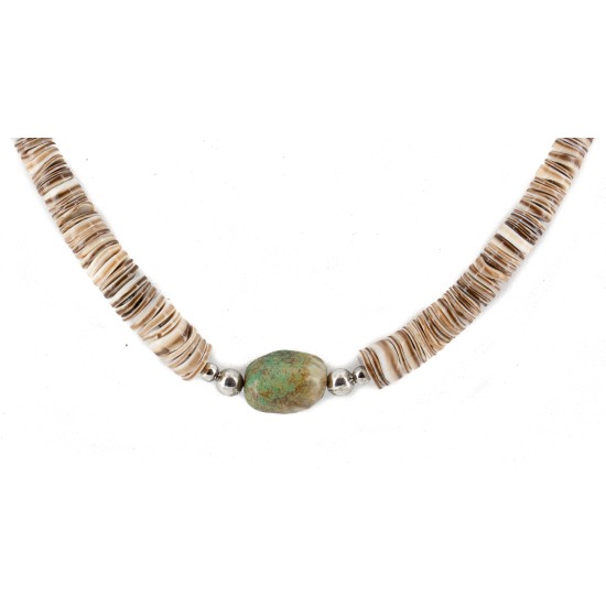 Certified Authentic Navajo .925 Sterling Silver Natural Turquoise Graduated Heishi Native American Necklace 7501008-22
