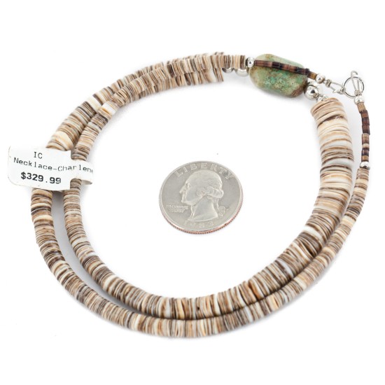 Certified Authentic Navajo .925 Sterling Silver Natural Turquoise Graduated Heishi Native American Necklace 7501008-22