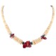 Certified Authentic .925 Sterling Silver Navajo Coral and Natural Turquoise Graduated Melon Shell Native American Necklace 15624-40