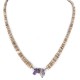 Certified Authentic .925 Sterling Silver Navajo Natural Amethyst and Graduated Heishi Native American Necklace 7501008-54