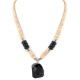 Certified Authentic .925 Sterling Silver Navajo Natural Graduated Melon Shell Black Onyx Native American Necklace 17085