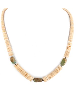 Certified Authentic .925 Sterling Silver Navajo Natural Graduated Melon Shell Turquoise Native American Necklace 18108-75 Certified Authentic .925 Sterling Silver Navajo Natural Graduated Melon Shell Turquoise Native American Necklace 18108-75