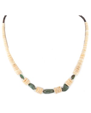Certified Authentic .925 Sterling Silver Navajo Natural Turquoise Graduated Melon Shell Native American Necklace 17086 Certified Authentic .925 Sterling Silver Navajo Natural Turquoise Graduated Melon Shell Native American Necklace 17086