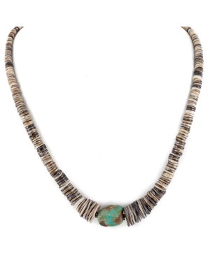 Certified Authentic Navajo .925 Sterling Silver Natural Graduated Heishi Turquoise Native American Necklace 7501008-717 Certified Authentic Navajo .925 Sterling Silver Natural Graduated Heishi Turquoise Native American Necklace 7501008-717