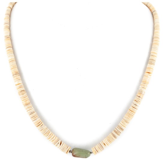 Certified Authentic Navajo .925 Sterling Silver Natural Graduated Melon Shell Turquoise Native American Necklace 15213-45 Certified Authentic Navajo .925 Sterling Silver Natural Graduated Melon Shell Turquoise Native American Necklace 15213-45