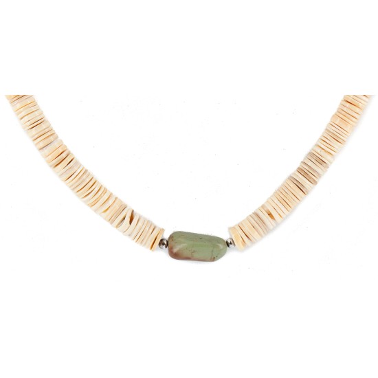 Certified Authentic Navajo .925 Sterling Silver Natural Graduated Melon Shell Turquoise Native American Necklace 15213-45 Certified Authentic Navajo .925 Sterling Silver Natural Graduated Melon Shell Turquoise Native American Necklace 15213-45