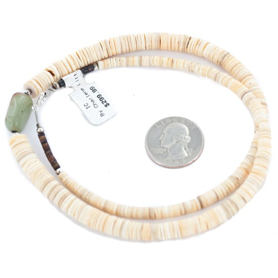 Certified Authentic Navajo .925 Sterling Silver Natural Graduated Melon Shell Turquoise Native American Necklace 15213-45 Certified Authentic Navajo .925 Sterling Silver Natural Graduated Melon Shell Turquoise Native American Necklace 15213-45