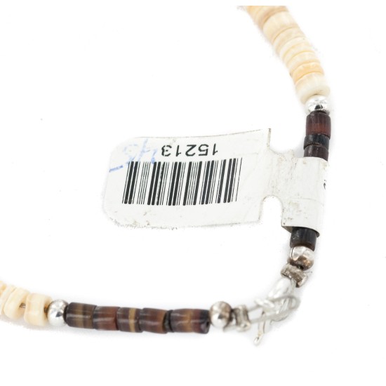 Certified Authentic Navajo .925 Sterling Silver Natural Graduated Melon Shell Turquoise Native American Necklace 15213-45 Certified Authentic Navajo .925 Sterling Silver Natural Graduated Melon Shell Turquoise Native American Necklace 15213-45