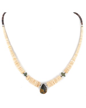 Certified Authentic Navajo .925 Sterling Silver Natural Graduated Melon Shell Turquoise Native American Necklace 17084-30 Certified Authentic Navajo .925 Sterling Silver Natural Graduated Melon Shell Turquoise Native American Necklace 17084-30