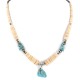 Certified Authentic Navajo .925 Sterling Silver Natural Turquoise Graduated Melon Shell Native American Necklace 15412-5