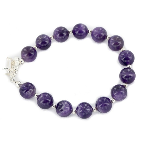 Certified Authentic Navajo Nickel Natural Amethyst Native American Bracelet  13025-2