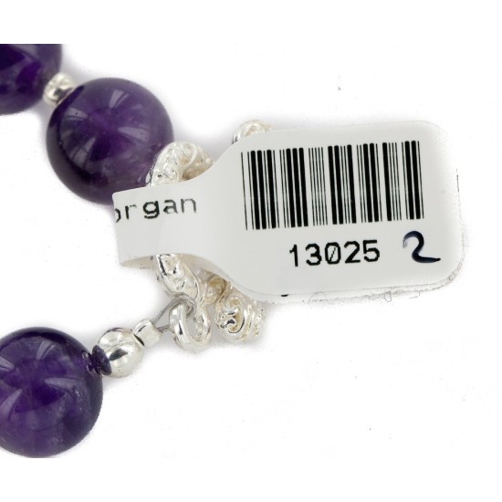 Certified Authentic Navajo Nickel Natural Amethyst Native American Bracelet  13025-2