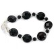 Certified Authentic Navajo Nickel Natural Black Onyx Native American Bracelet  13025-4
