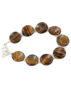 Certified Authentic Nickel Navajo Natural Tigers Eye Native American Bracelet 13025-1