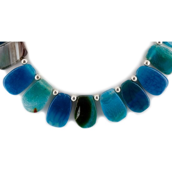Certified Authentic Navajo Nickel Dyed Quartz Hematite Native American Necklace 25321-1