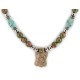 Certified Authentic Turtle Navajo .925 Sterling Silver Natural Turquoise Green Jasper Native American Necklace 12226-44