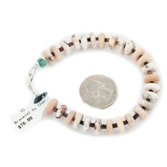 Certified Authentic Navajo .925 Sterling Silver White Howlite Native American Bracelet 12975-5 Certified Authentic Navajo .925 Sterling Silver White Howlite Native American Bracelet 12975-5