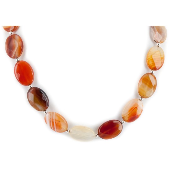 Certified Authentic Navajo Nickel Natural Carnelian Native American Necklace 25321-4