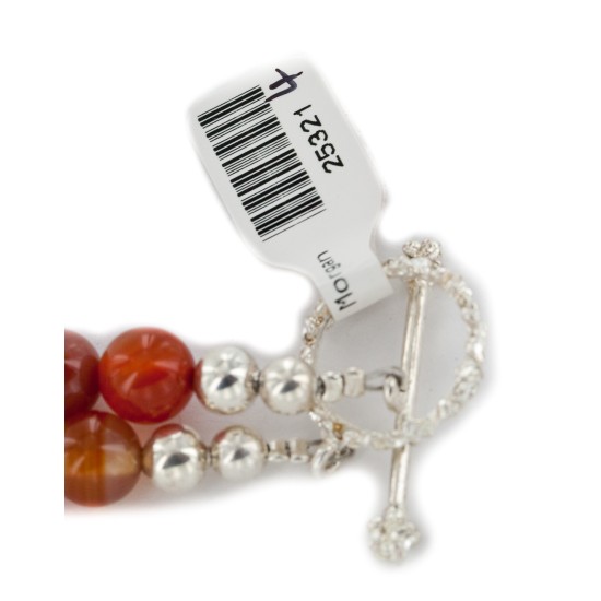 Certified Authentic Navajo Nickel Natural Carnelian Native American Necklace 25321-4