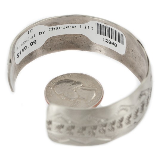 Nickel Navajo Mountain Handmade Certified Authentic Native American Bracelet 12980