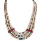 Certified Authentic 3 Strand Navajo .925 Sterling Silver Natural Turquoise Coral Graduated Heishi Native American Necklace 15931-1