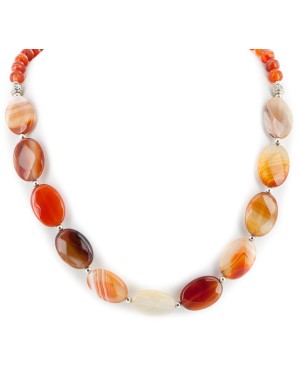 Certified Authentic Navajo Nickel Natural Carnelian Native American Necklace 25321-4