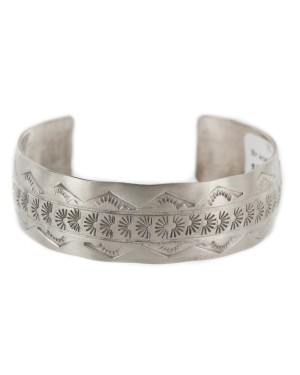 Nickel Navajo Mountain Handmade Certified Authentic Native American Bracelet 12980