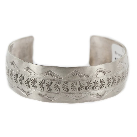 Nickel Navajo Mountain Handmade Certified Authentic Native American Bracelet 12980