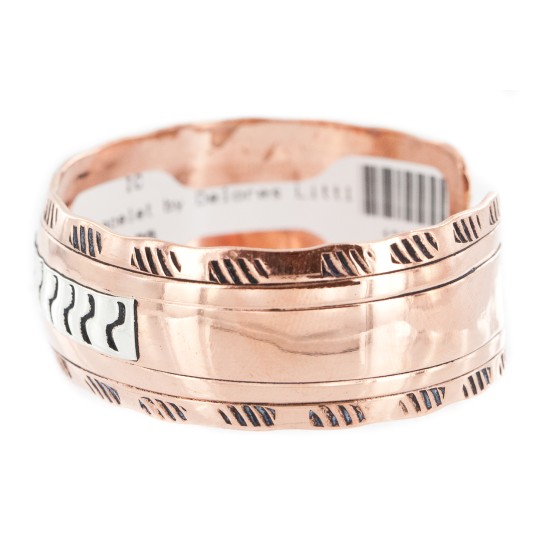 Navajo .925 Sterling Silver Handmade Certified Authentic Pure Copper Native American Bracelet 13000